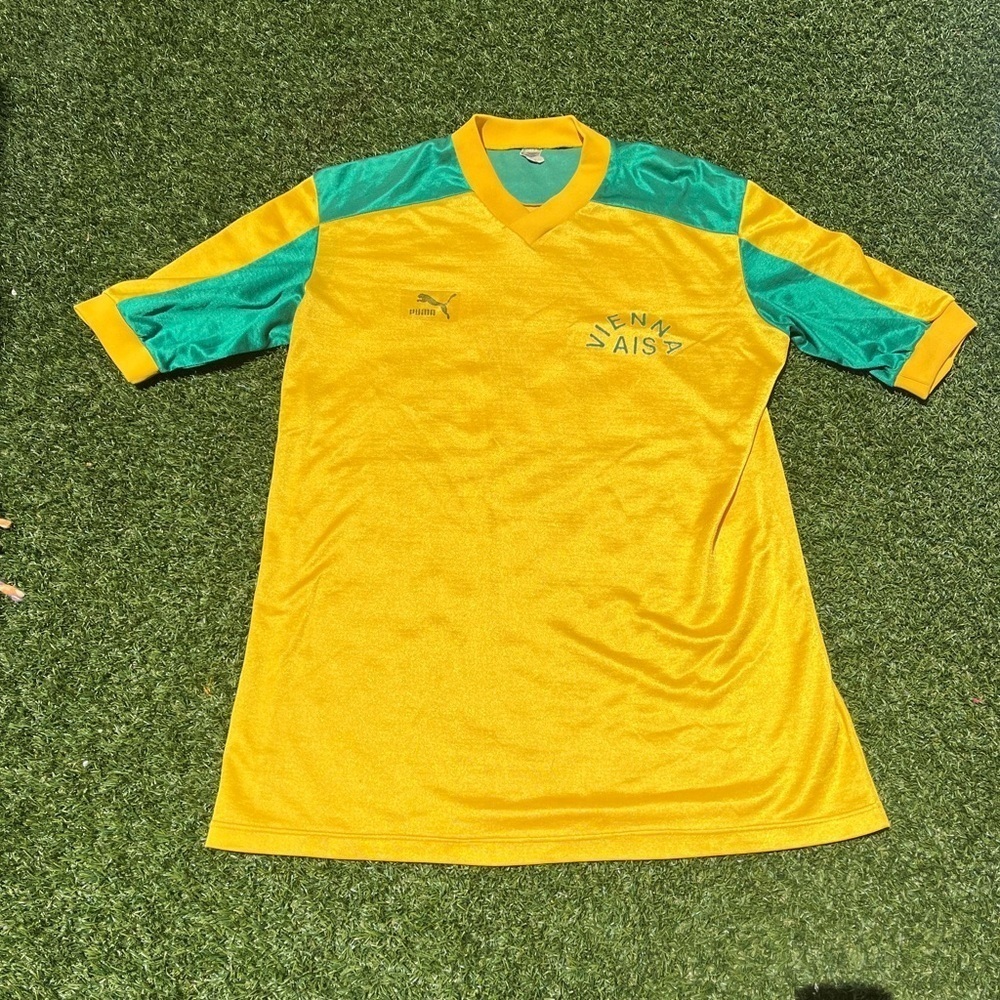 PUMA Yellow & Green Vienna Ais Men’s Short-Sleeve Soccer Jersey